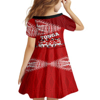 Tonga Rugby Family Matching Off Shoulder Short Dress and Hawaiian Shirt Sipi Tau Dance Ngatu Pattern LT03 - Polynesian Pride