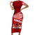 Tonga Rugby Family Matching Short Sleeve Bodycon Dress and Hawaiian Shirt Sipi Tau Dance Ngatu Pattern LT03 Mom's Dress Red - Polynesian Pride