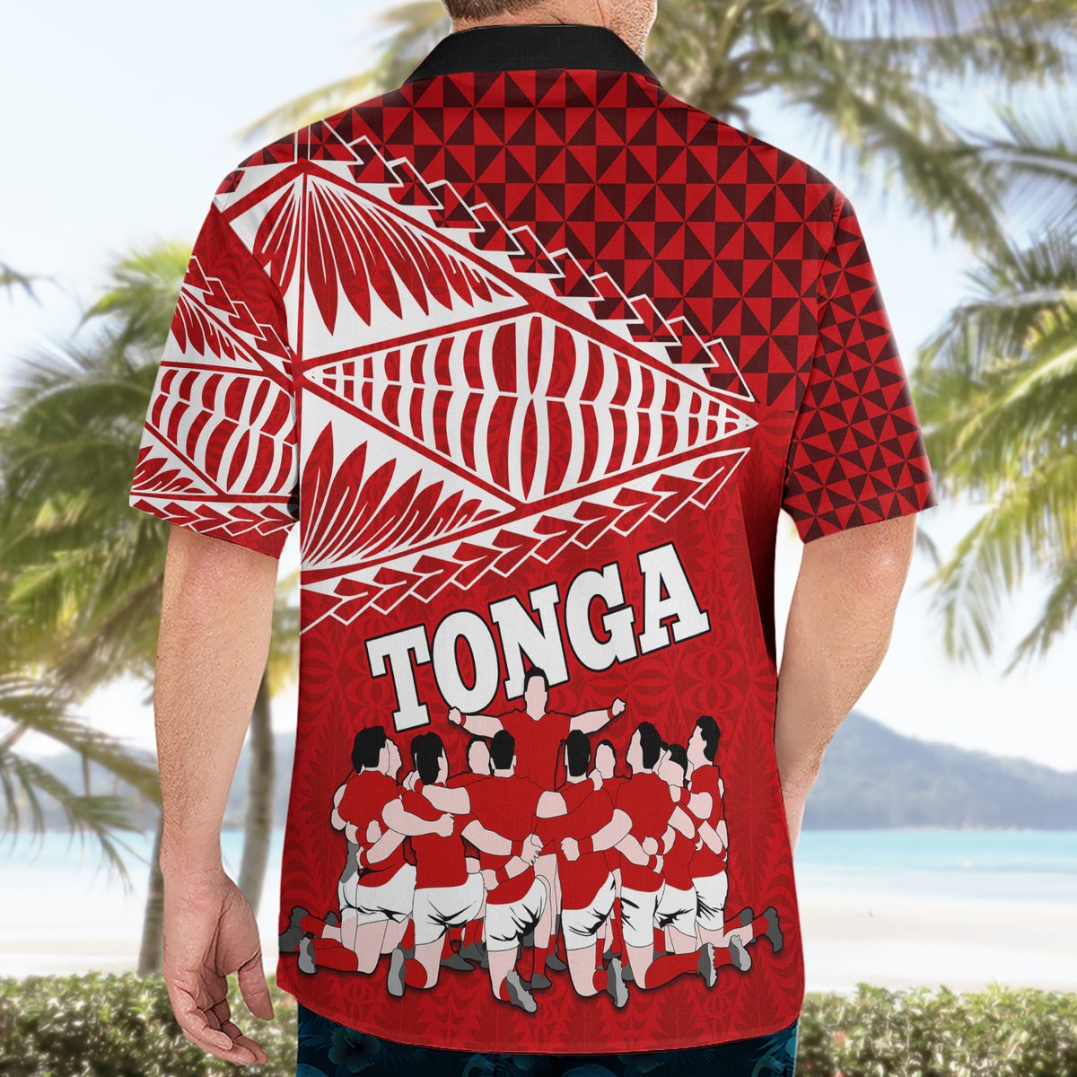 Tonga Rugby Hawaiian Shirt Sipi Tau Dance Ngatu Pattern LT03 - Polynesian Pride