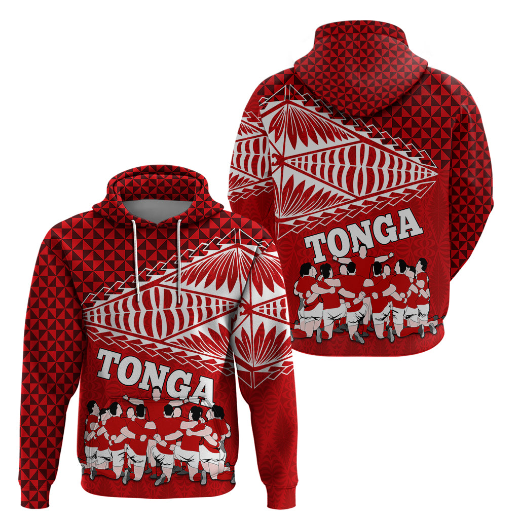 Tonga Rugby Hoodie Sipi Tau Dance Ngatu Pattern LT03 - Polynesian Pride