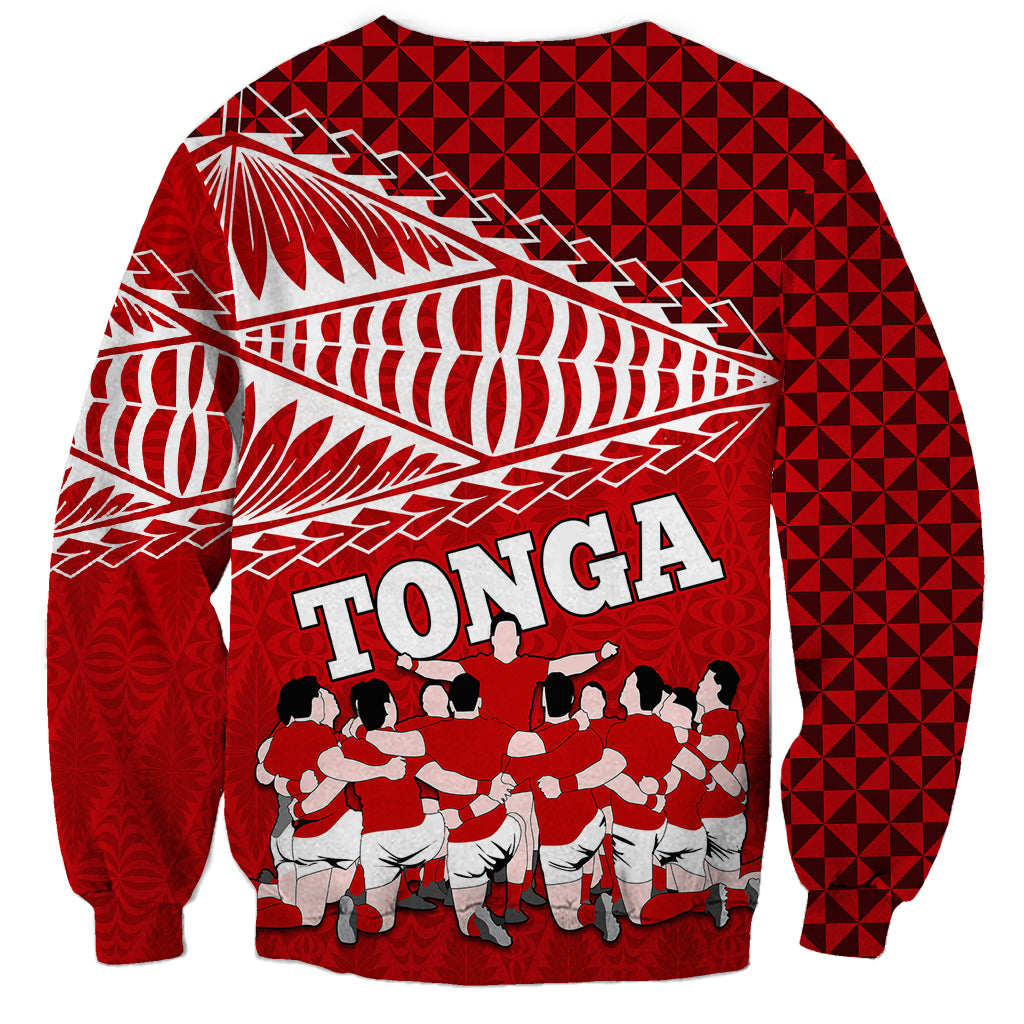 Tonga Rugby Sweatshirt Sipi Tau Dance Ngatu Pattern LT03 - Polynesian Pride