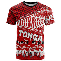 Tonga Rugby T Shirt Sipi Tau Dance Ngatu Pattern LT03 Red - Polynesian Pride