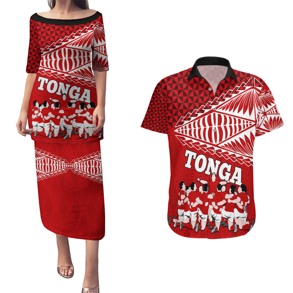 personalised-tonga-rugby-couples-matching-puletasi-dress-and-hawaiian-shirt-sipi-tau-dance-ngatu-pattern