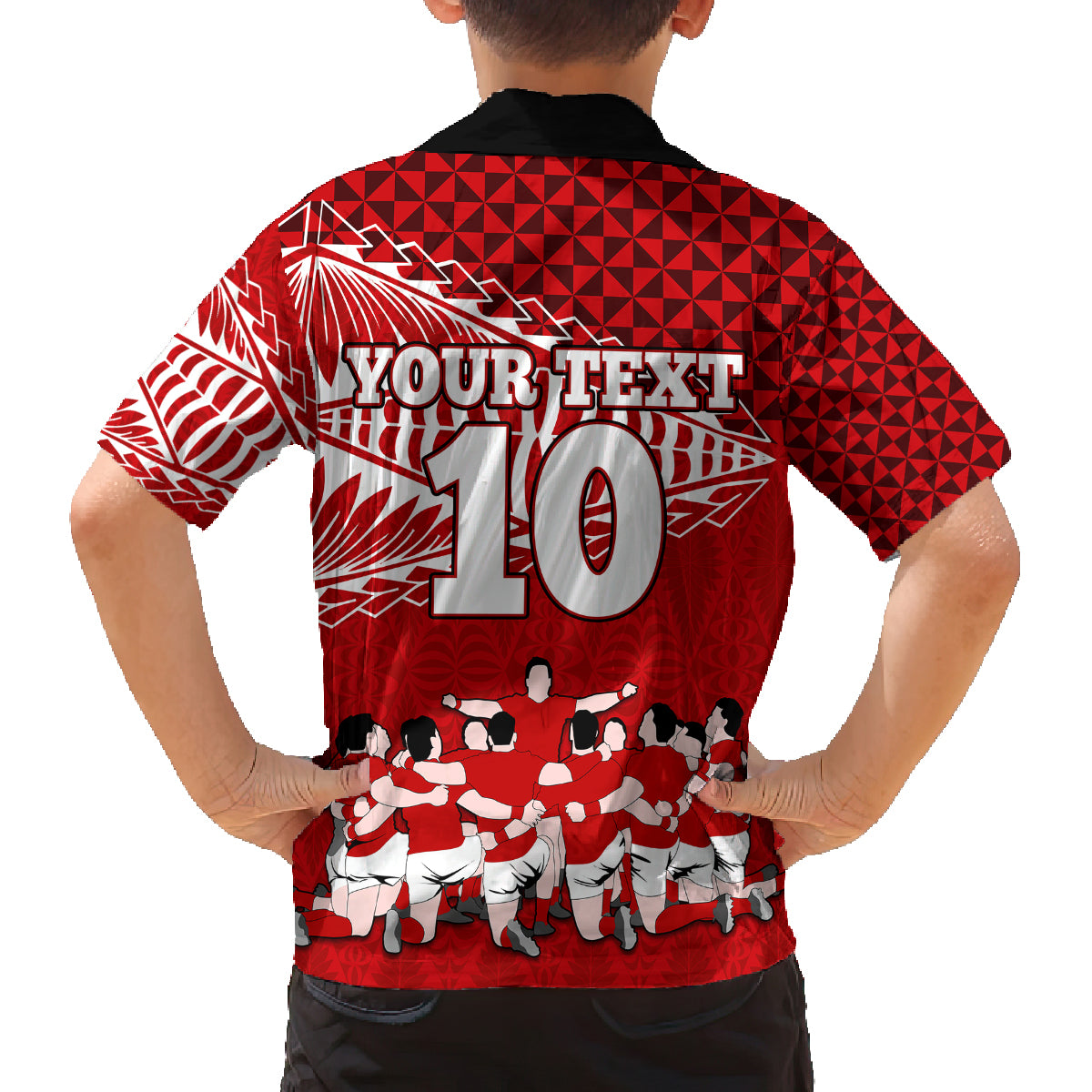 Personalised Tonga Rugby Family Matching Long Sleeve Bodycon Dress and Hawaiian Shirt Sipi Tau Dance Ngatu Pattern LT03 - Polynesian Pride