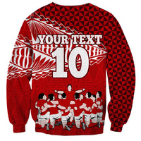 Personalised Tonga Rugby Sweatshirt Sipi Tau Dance Ngatu Pattern LT03 - Polynesian Pride