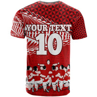 Personalised Tonga Rugby T Shirt Sipi Tau Dance Ngatu Pattern LT03 - Polynesian Pride