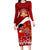 Tonga Rugby Family Matching Long Sleeve Bodycon Dress and Hawaiian Shirt Sipi Tau Dance Coat of Arms Ngatu Pattern LT03 Mom's Dress Red - Polynesian Pride