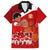 Tonga Rugby Family Matching Off Shoulder Long Sleeve Dress and Hawaiian Shirt Sipi Tau Dance Coat of Arms Ngatu Pattern LT03 Dad's Shirt - Short Sleeve Red - Polynesian Pride