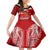 Tonga Rugby Family Matching Short Sleeve Bodycon Dress and Hawaiian Shirt Sipi Tau Dance Coat of Arms Ngatu Pattern LT03 Daughter's Dress Red - Polynesian Pride