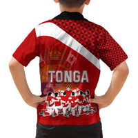 Tonga Rugby Family Matching Tank Maxi Dress and Hawaiian Shirt Sipi Tau Dance Coat of Arms Ngatu Pattern LT03 - Polynesian Pride