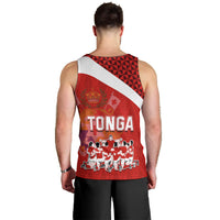 Tonga Rugby Men Tank Top Sipi Tau Dance Coat of Arms Ngatu Pattern LT03 - Polynesian Pride