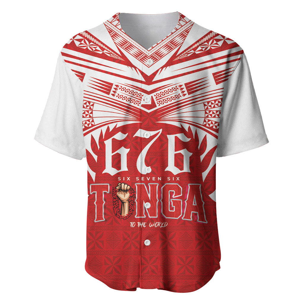 Tonga Rugby Custom Baseball Jersey Sipi Tau - Six Seven Six to the World LT03 Red - Polynesian Pride