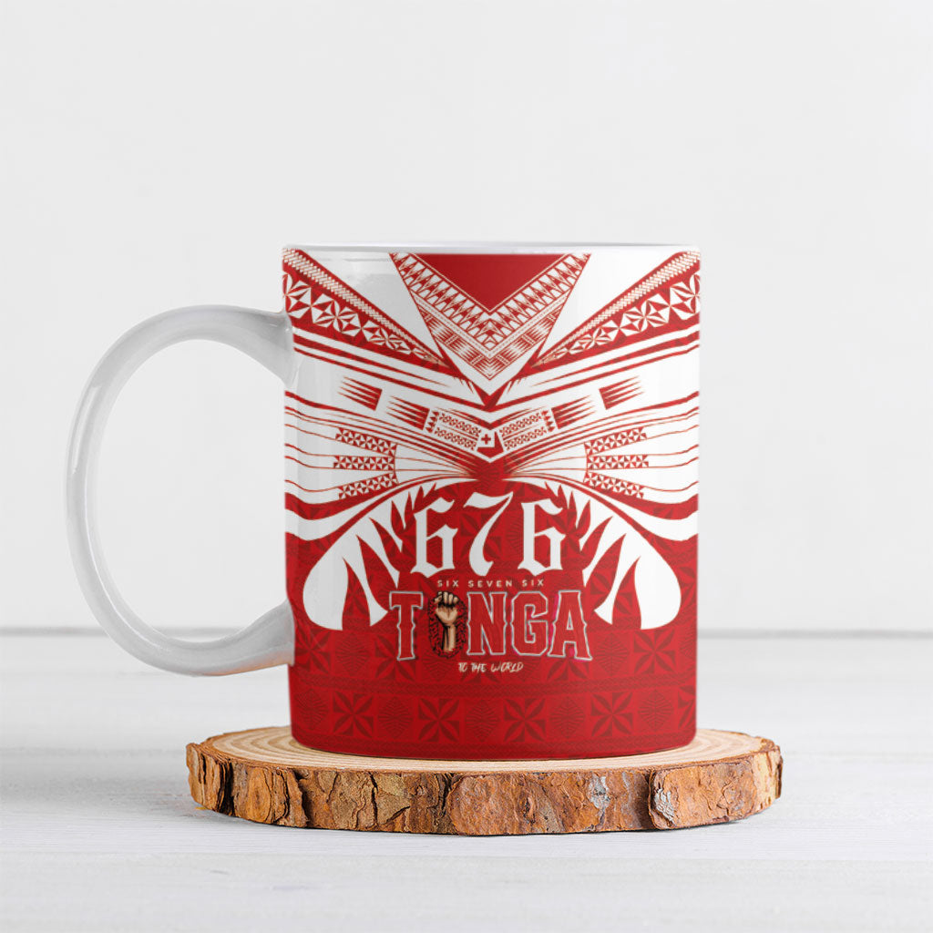 Tonga Rugby Ceramic Mug Sipi Tau - Six Seven Six to the World LT03 Red - Polynesian Pride