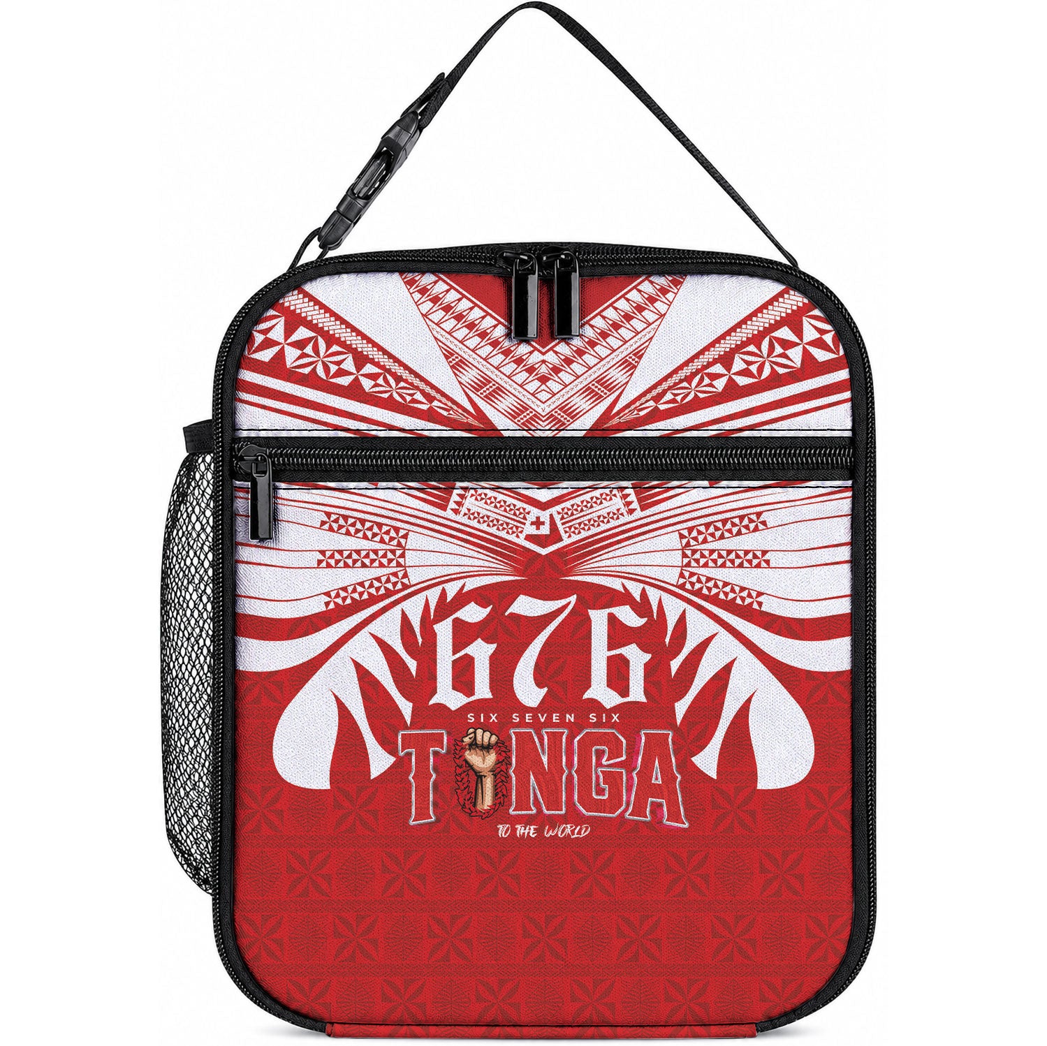Tonga Rugby Lunch Bag Sipi Tau - Six Seven Six to the World LT03 10.2 × 8.3 × 4.3 inch Red - Polynesian Pride