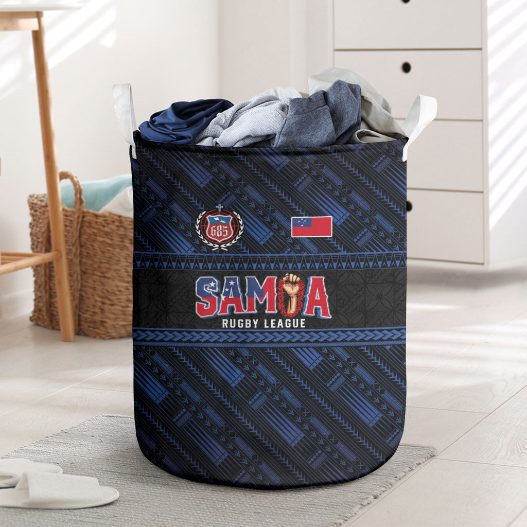 Toa Samoa Rugby Laundry Basket Siva Tau - Samoan Warriors Pacific Pattern LT03 Navy - Polynesian Pride
