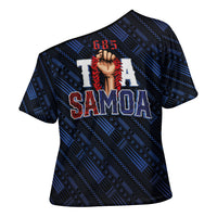 Toa Samoa Rugby Cross Shoulder Shirt Siva Tau - Samoan Warriors Pacific Pattern LT03 - Polynesian Pride