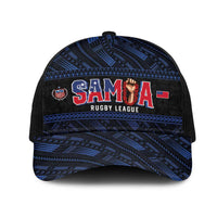 Toa Samoa Rugby Mesh Trucker Cap Siva Tau - Samoan Warriors Pacific Pattern LT03 One Size Black Navy - Polynesian Pride