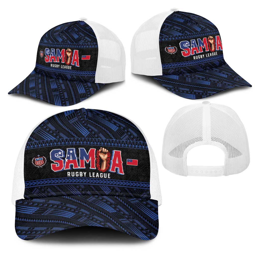 Toa Samoa Rugby Mesh Trucker Cap Siva Tau - Samoan Warriors Pacific Pattern LT03 - Polynesian Pride