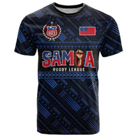 Toa Samoa Rugby T Shirt Siva Tau - Samoan Warriors Pacific Pattern LT03 Navy - Polynesian Pride