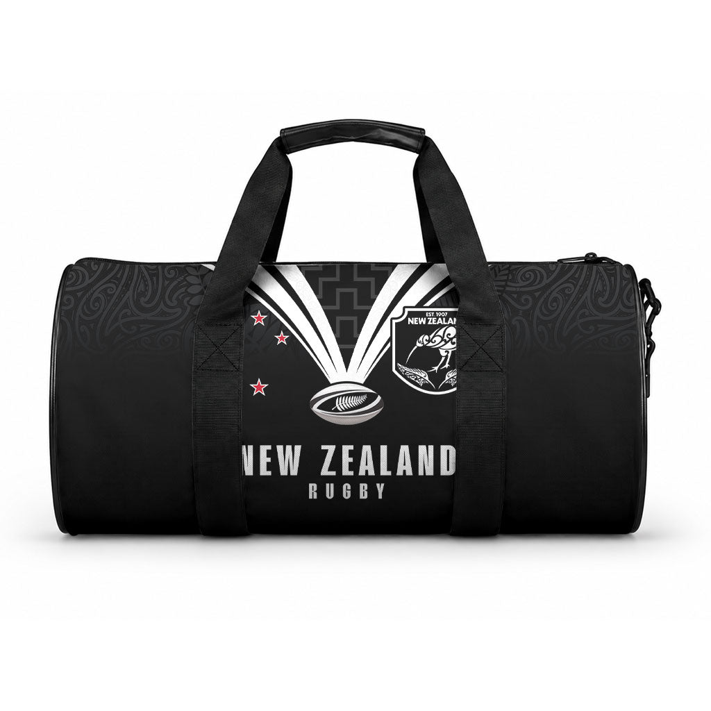 New Zealand Maori Rugby Duffle Bag Aotearoa Tribal Motif Retro Concept LT03 One size Black - Polynesian Pride
