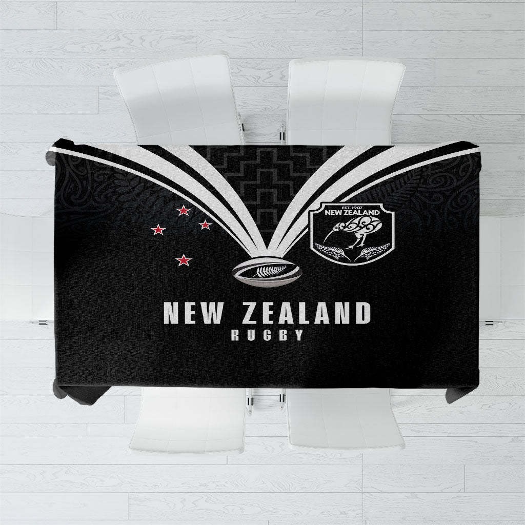 New Zealand Maori Rugby Tablecloth Aotearoa Tribal Motif Retro Concept LT03 Black - Polynesian Pride