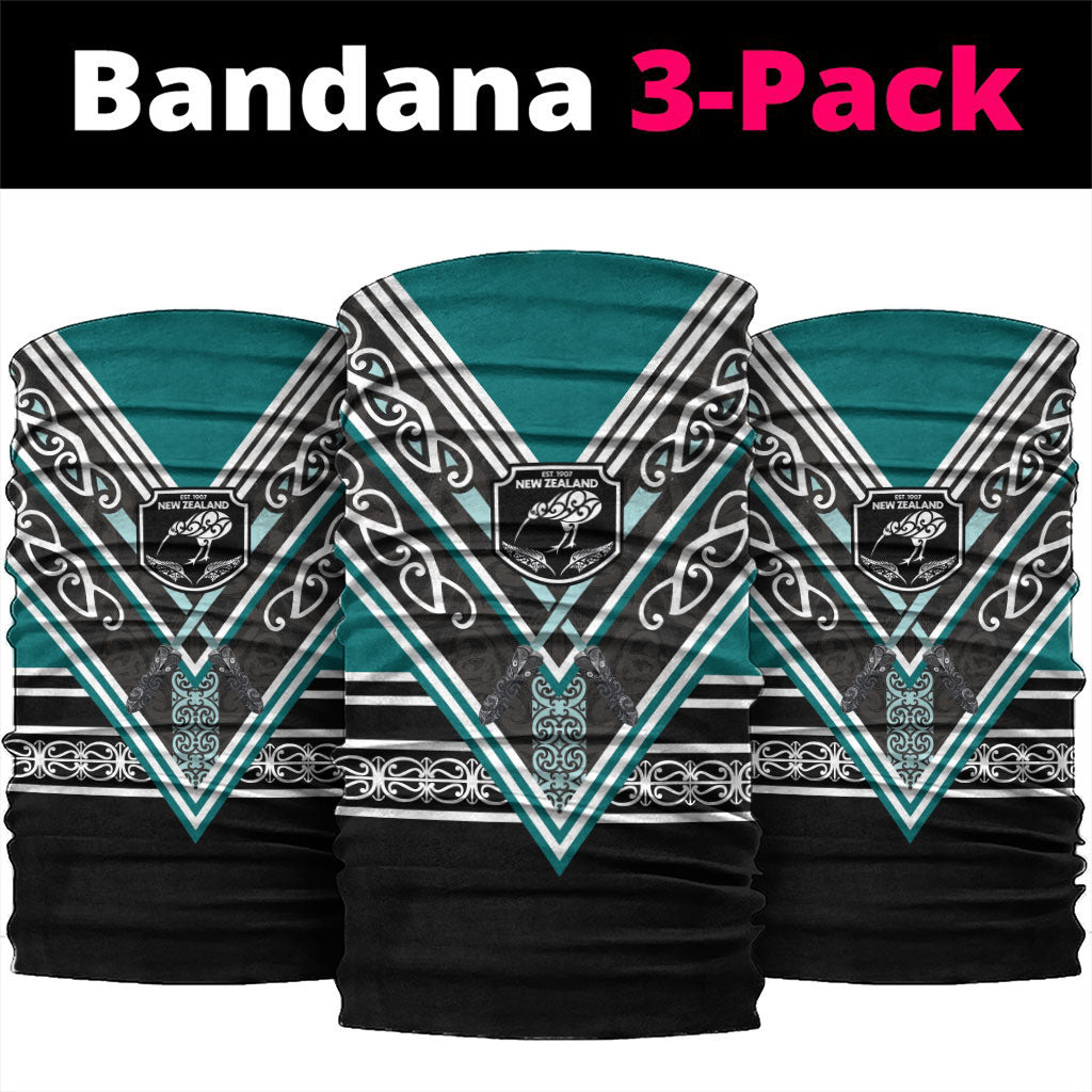 New Zealand Maori Rugby Neck Gaiter Aotearoa Koru Geometric - Oceanic Color LT03 package One Size: 25*50cm Turquoise - Polynesian Pride