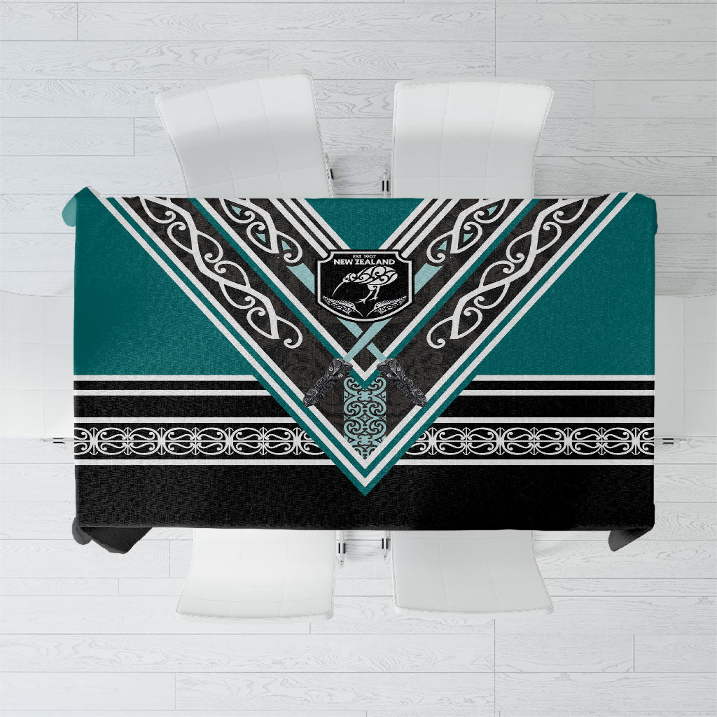 New Zealand Maori Rugby Tablecloth Aotearoa Koru Geometric - Oceanic Color LT03 Turquoise - Polynesian Pride