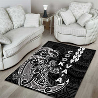 Cook Islands Vaa Polynesian Art Tattoo Area Rug Black Color