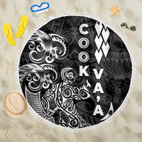Cook Islands Va'a Polynesian Art Tattoo Beach Blanket Black Color LT03 One Size 150cm Black - Polynesian Pride