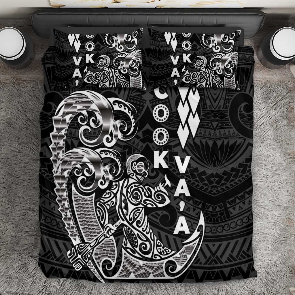 Cook Islands Vaa Polynesian Art Tattoo Bedding Set Black Color