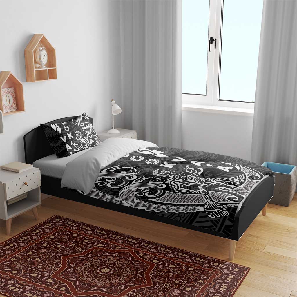 Cook Islands Vaa Polynesian Art Tattoo Bedding Set Black Color