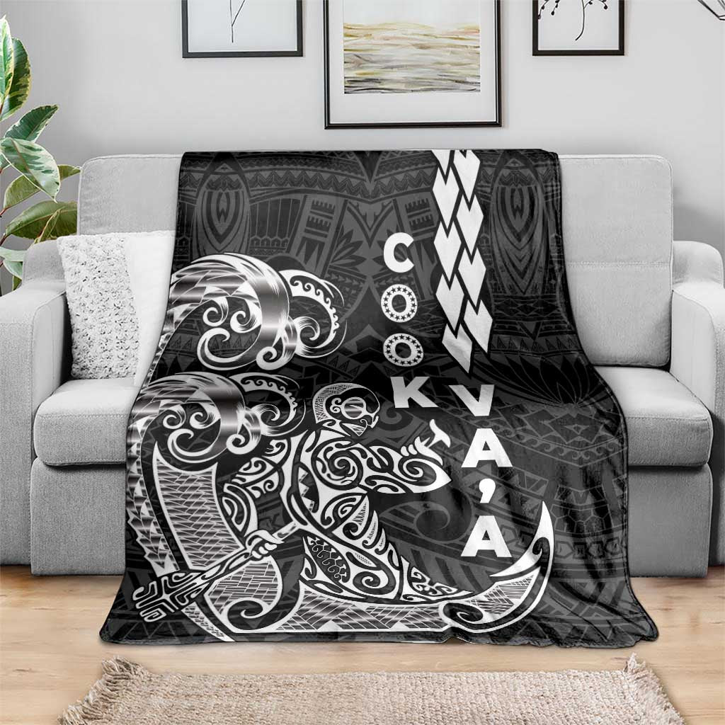 Cook Islands Va'a Polynesian Art Tattoo Blanket Black Color LT03 - Polynesian Pride