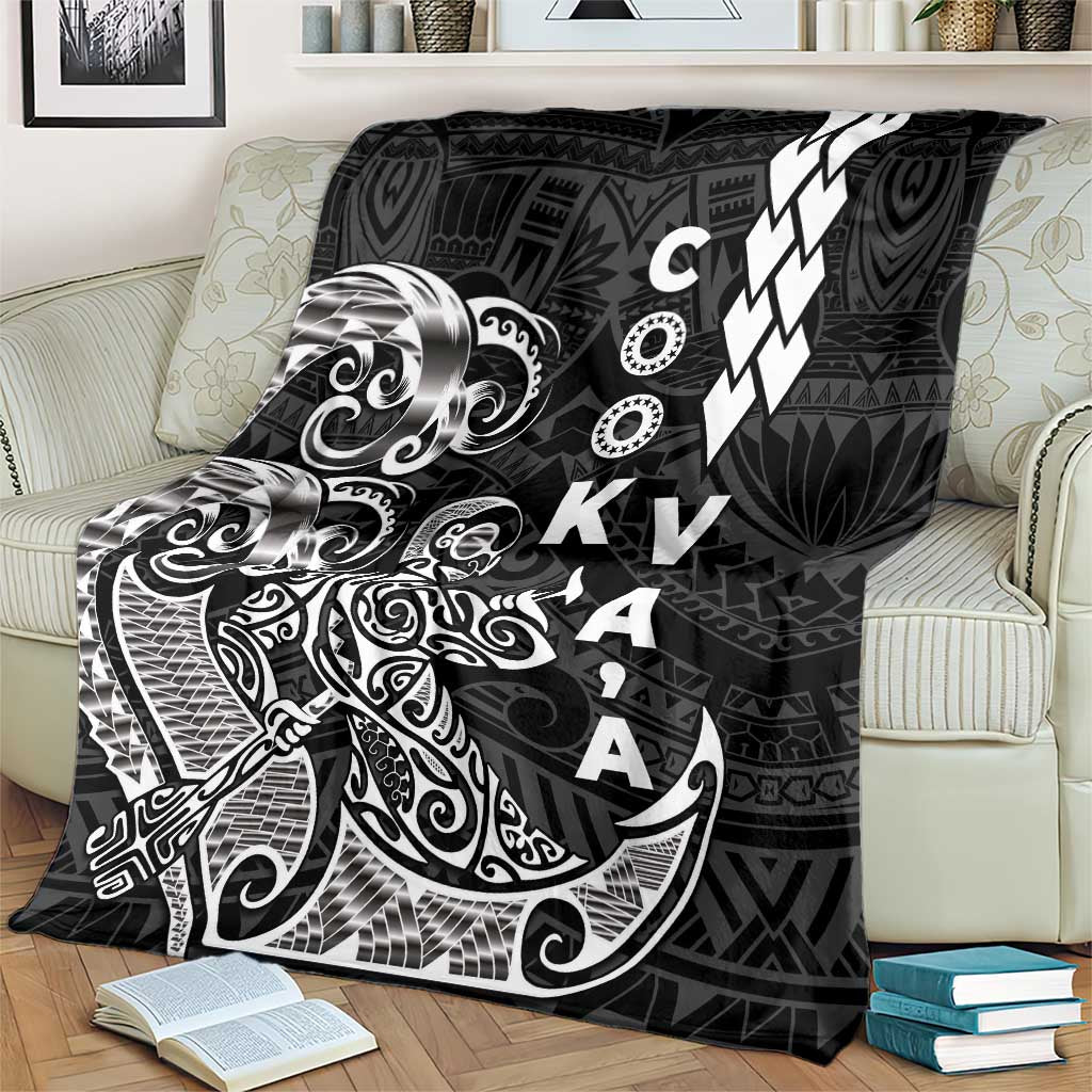 Cook Islands Va'a Polynesian Art Tattoo Blanket Black Color LT03 - Polynesian Pride