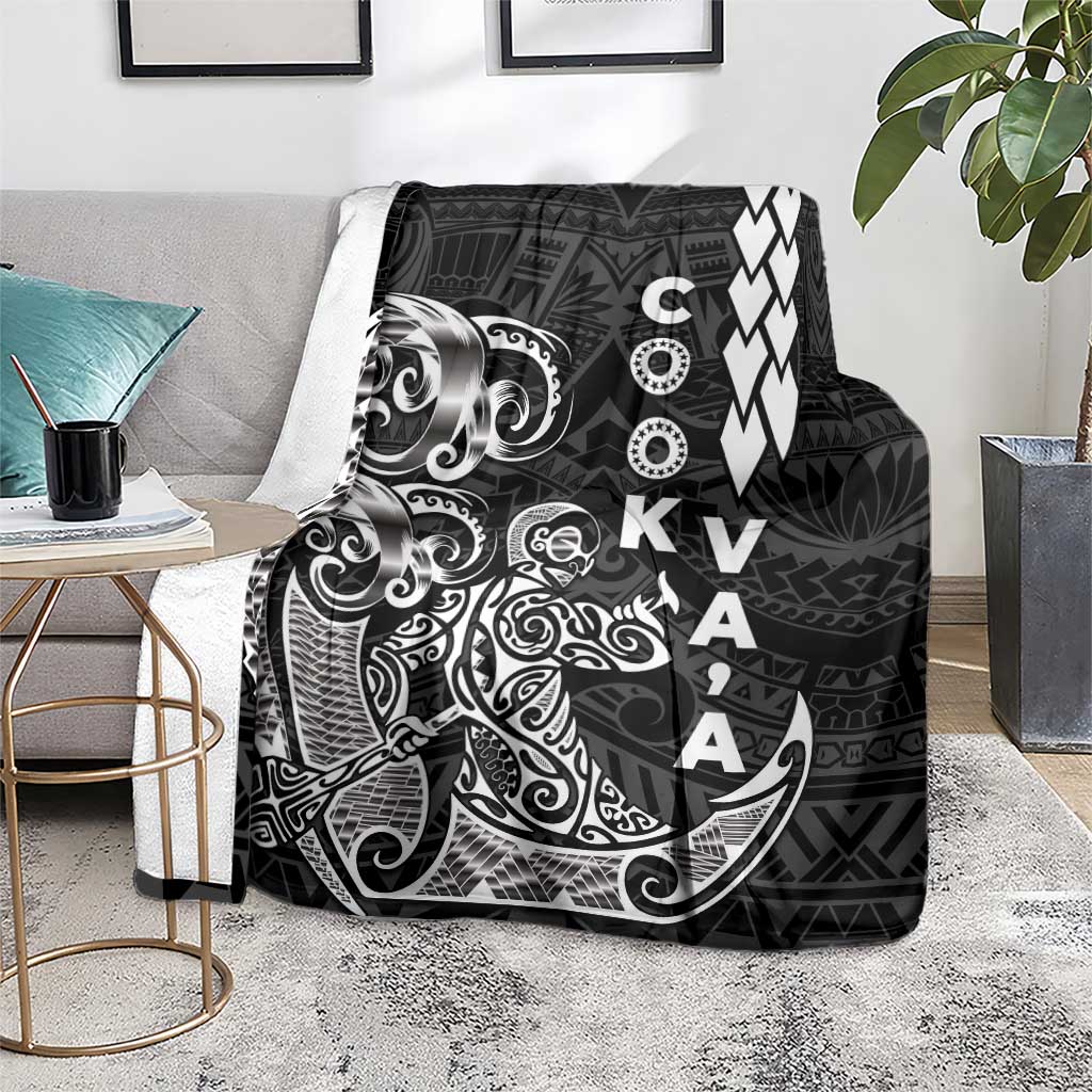 Cook Islands Va'a Polynesian Art Tattoo Blanket Black Color LT03 - Polynesian Pride