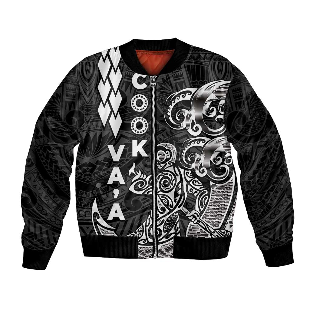 Cook Islands Vaa Polynesian Art Tattoo Bomber Jacket Black Color