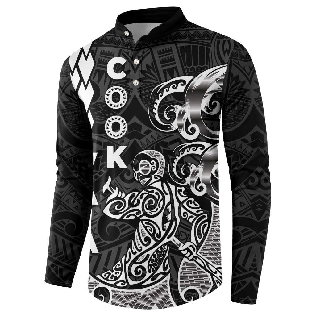 Cook Islands Va'a Polynesian Art Tattoo Button Sweatshirt Black Color LT03 - Polynesian Pride