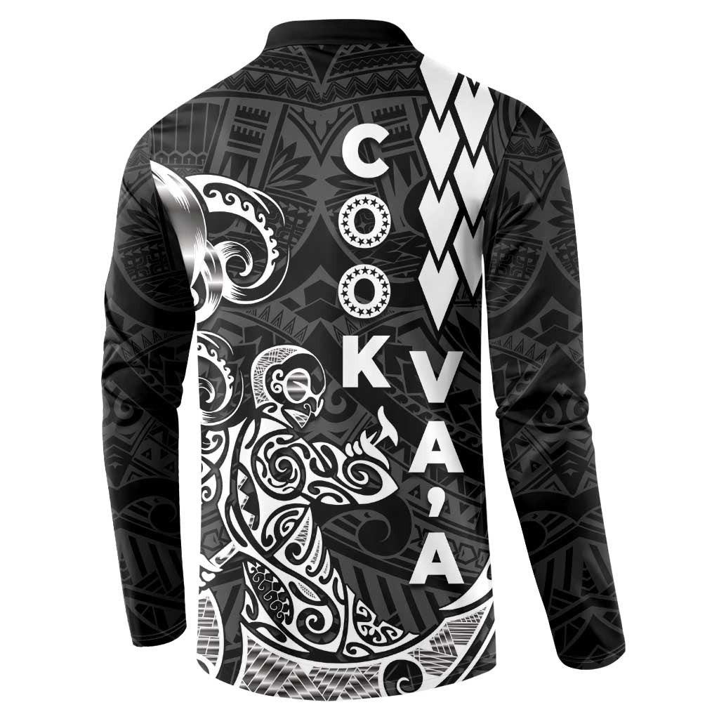 Cook Islands Va'a Polynesian Art Tattoo Button Sweatshirt Black Color LT03 - Polynesian Pride