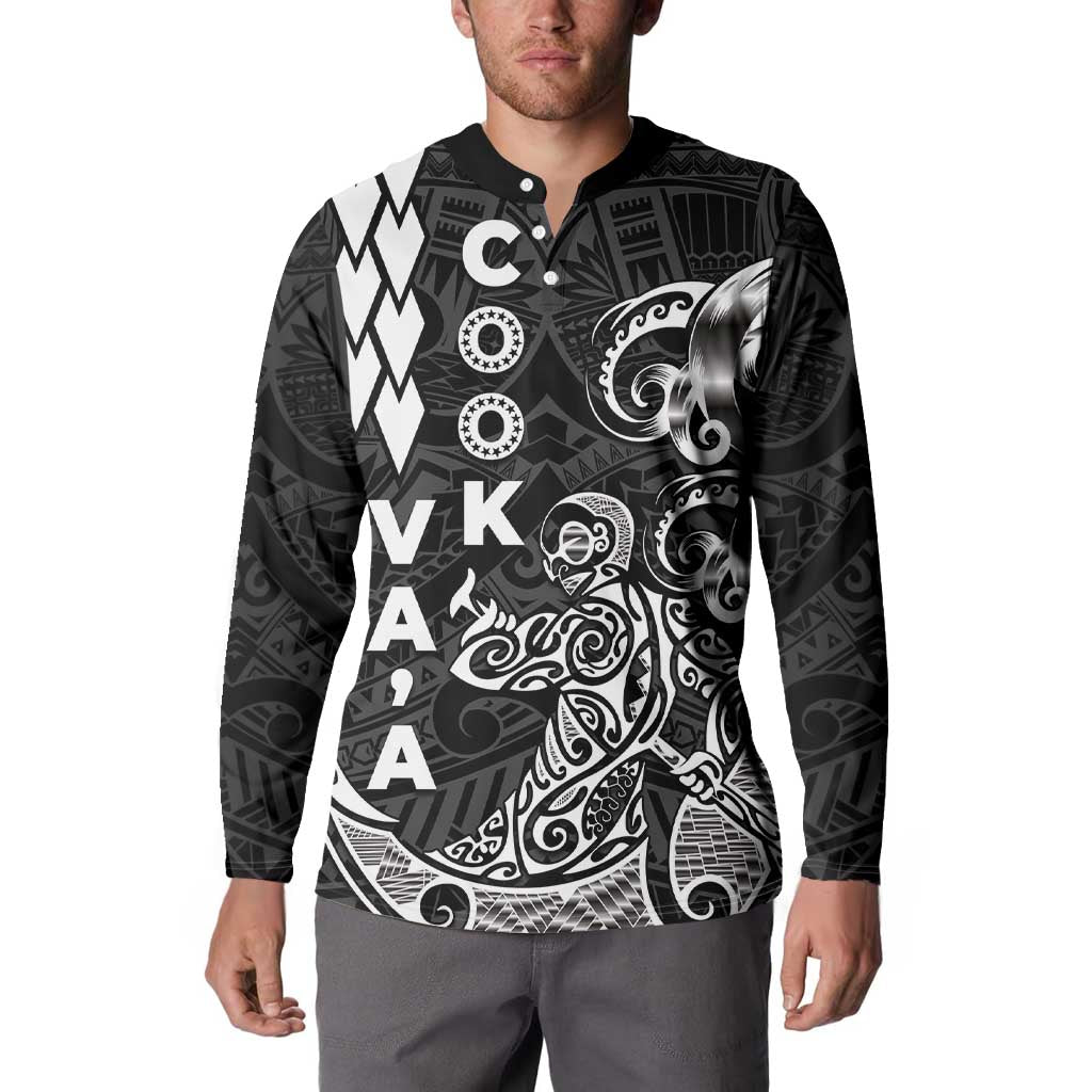 Cook Islands Va'a Polynesian Art Tattoo Button Sweatshirt Black Color LT03 - Polynesian Pride