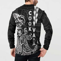 Cook Islands Va'a Polynesian Art Tattoo Button Sweatshirt Black Color LT03 - Polynesian Pride