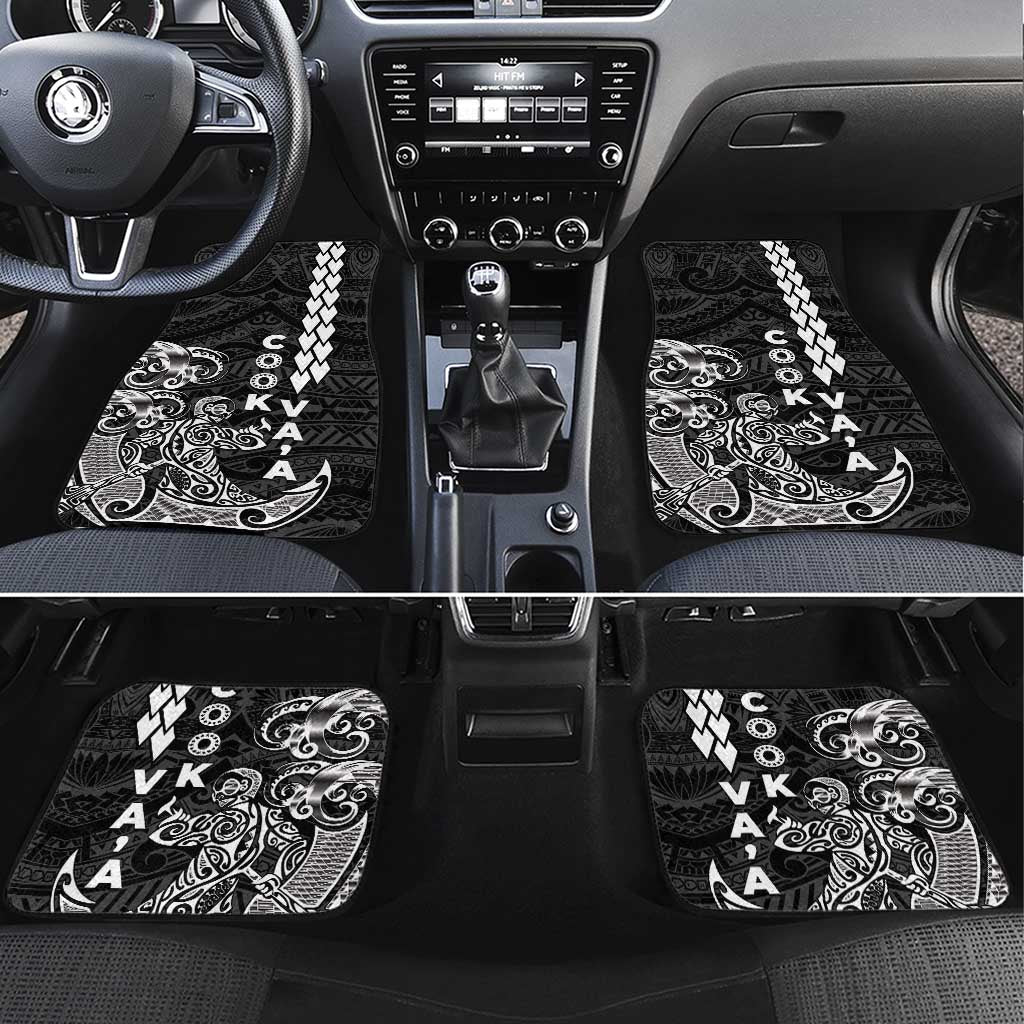 Cook Islands Va'a Polynesian Art Tattoo Car Mats Black Color LT03 Set 4pcs Black - Polynesian Pride