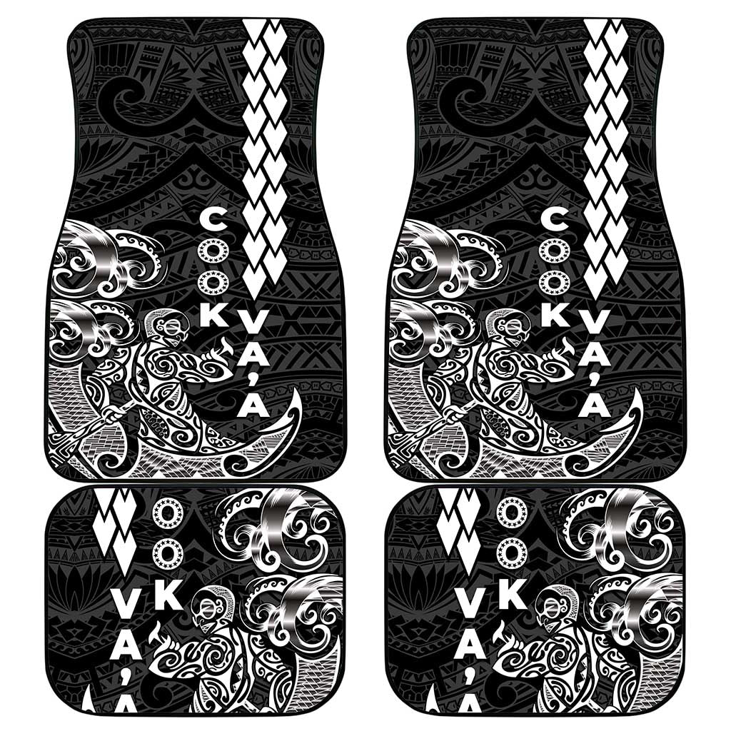 Cook Islands Va'a Polynesian Art Tattoo Car Mats Black Color LT03 - Polynesian Pride