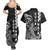 Cook Islands Vaa Polynesian Art Tattoo Couples Matching Summer Maxi Dress and Hawaiian Shirt Black Color