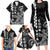 Cook Islands Vaa Polynesian Art Tattoo Family Matching Long Sleeve Bodycon Dress and Hawaiian Shirt Black Color