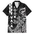 Cook Islands Vaa Polynesian Art Tattoo Family Matching Long Sleeve Bodycon Dress and Hawaiian Shirt Black Color