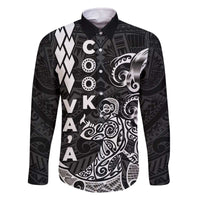 Cook Islands Vaa Polynesian Art Tattoo Family Matching Off The Shoulder Long Sleeve Dress and Hawaiian Shirt Black Color