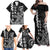 Cook Islands Vaa Polynesian Art Tattoo Family Matching Off Shoulder Maxi Dress and Hawaiian Shirt Black Color