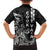 Cook Islands Vaa Polynesian Art Tattoo Family Matching Short Sleeve Bodycon Dress and Hawaiian Shirt Black Color