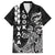 Cook Islands Vaa Polynesian Art Tattoo Family Matching Short Sleeve Bodycon Dress and Hawaiian Shirt Black Color