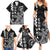 Cook Islands Vaa Polynesian Art Tattoo Family Matching Summer Maxi Dress and Hawaiian Shirt Black Color