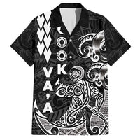 Cook Islands Vaa Polynesian Art Tattoo Family Matching Tank Maxi Dress and Hawaiian Shirt Black Color